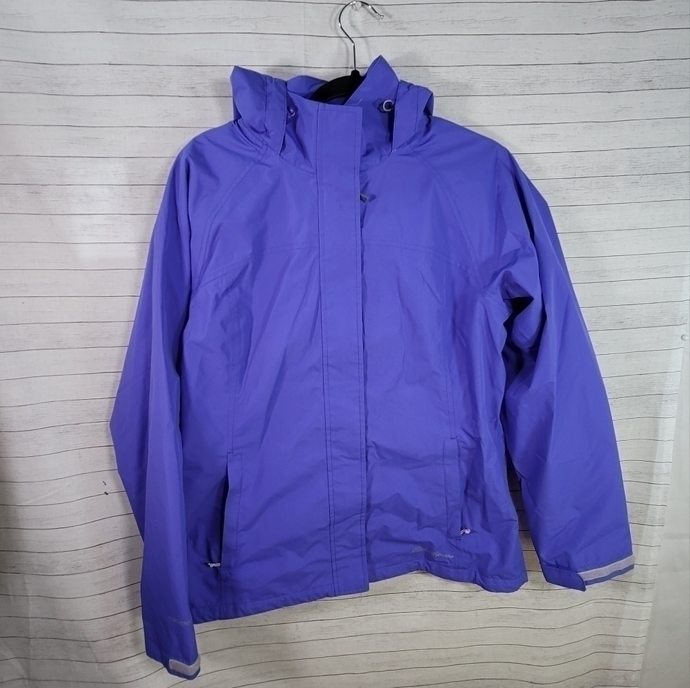 EDDIE BAUER PERWINKLE BLUE HOODED ZIP UP WINDERBREAKER, SZ MEDIUM